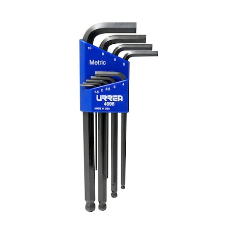 Urrea Heavy-duty metric ball-end L-type hex key set 9pc 4996HD